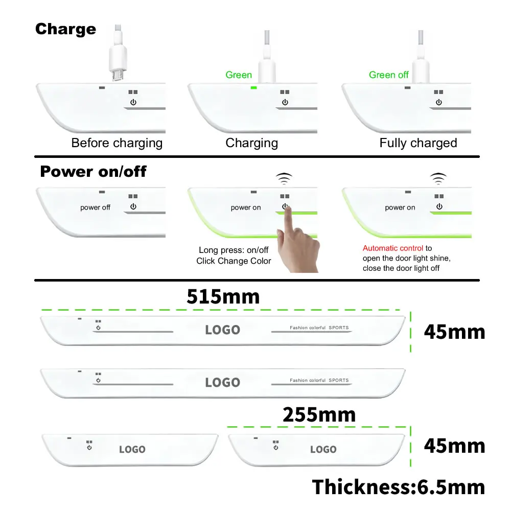 Wiring Free Led Car Door Sill Lights Rgb Car Pedal Pathway Light Usb Wireless Neon Car Door Welcome Courtesy Decorative Lights