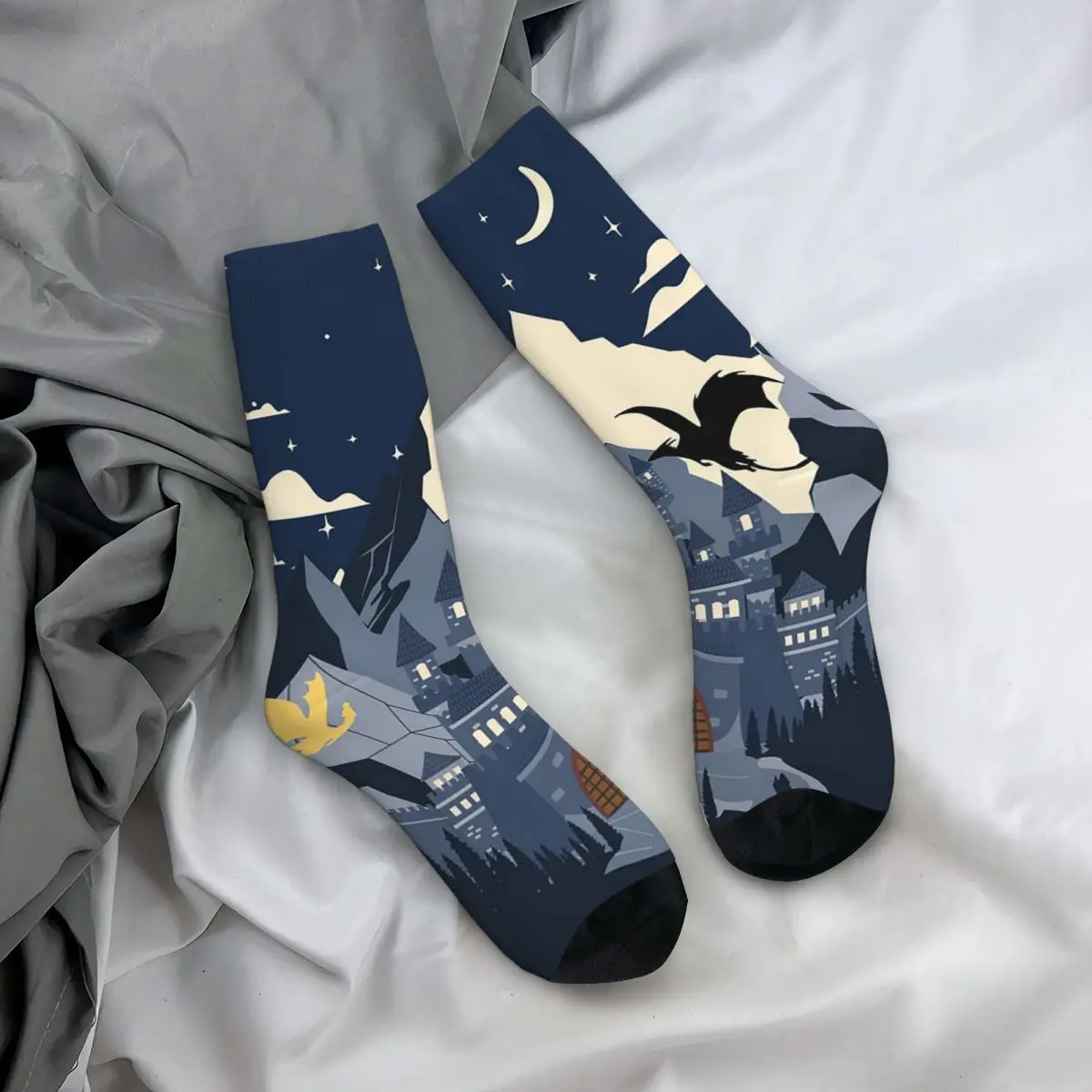 

Носки на все случаи жизни с рисунком дракона и средневекового замка, аниме-носки, модные длинные носки для мужчин и женщин, подарки на День святого Валентина