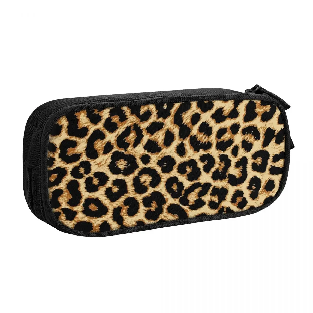 Custom Cute Leopard Fur Skin Texture Pencil Cases for Girl Boy Big Capacity Tropical Wild Animal Pencil Bag School Accessories
