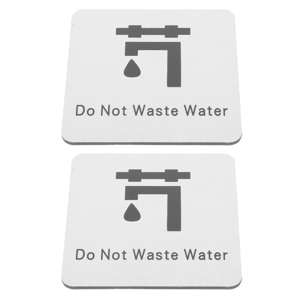 2 Pcs Water Saving Reminder Do Not Waste Sticker Stickers Kitchen Sink Tag Bathroom Warning Sign Signage