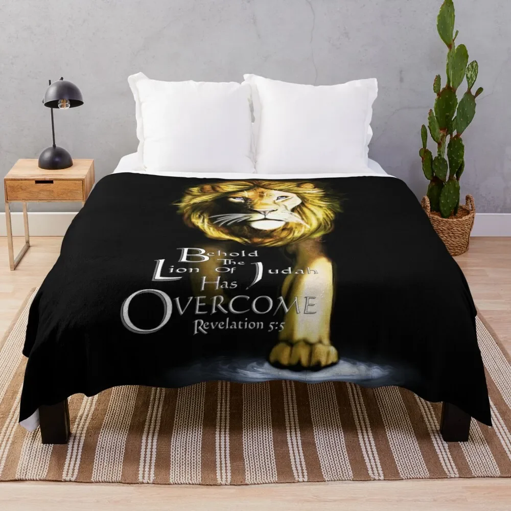 

Lion of Judah With Scripture (Gold) Throw Blanket Blankets For Sofas Vintage Blankets