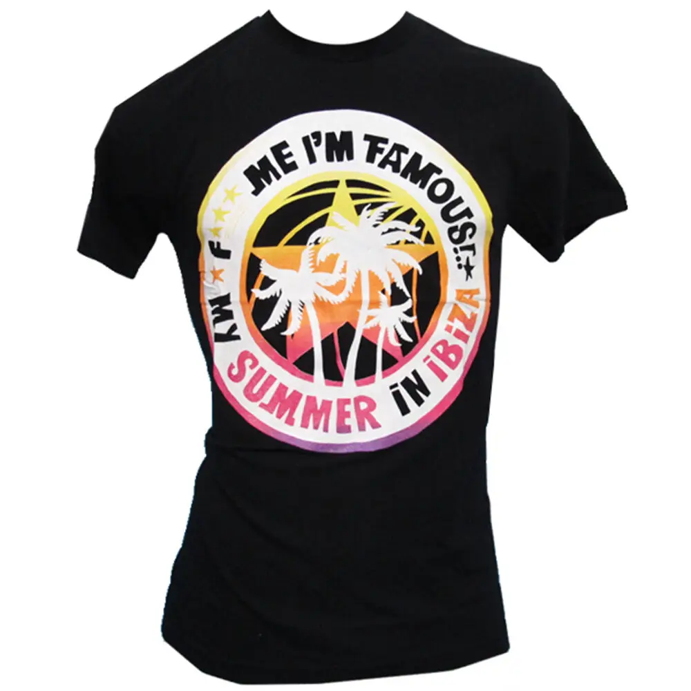 David Guetta F Me I'm Famous Ibiza Mens T Shirt Summer Palms Logo BLACK Medium