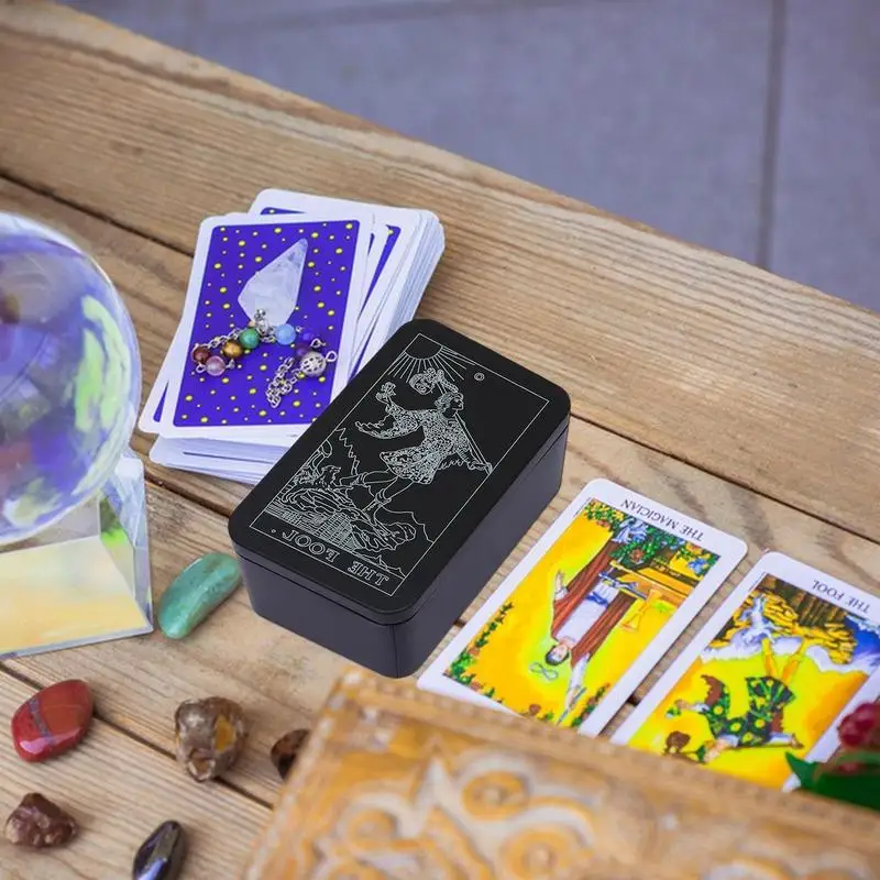 Tarot Cards Box Iron Case Holder for Card Deck Storage Portable Tarot Organizer Storage Case Holder Box For Tarot Cards And Game