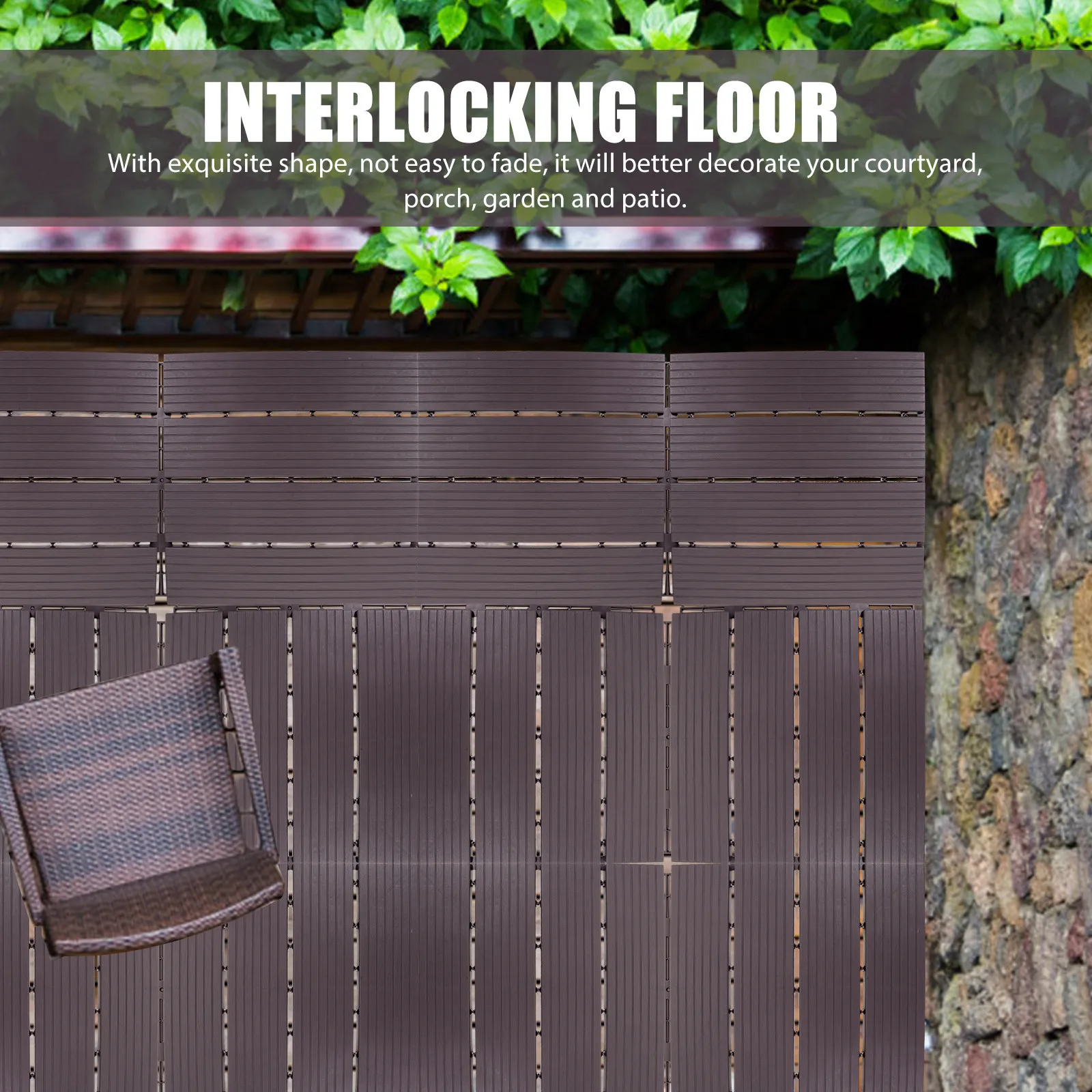 

Набор из 4-х пластиковых модульных плиток для пола, для улицы, балкона, веранды, двора, самоклеящиеся, декоративные, для газона, под камень и песок