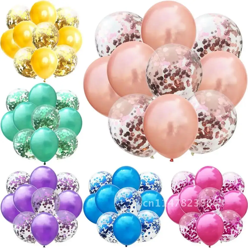 10pcs Mix Rose Gold Latex Balloons Confetti Balloons Birthday Party Decor Kids Wedding Birthday Decor Helium Baloon Baby Shower