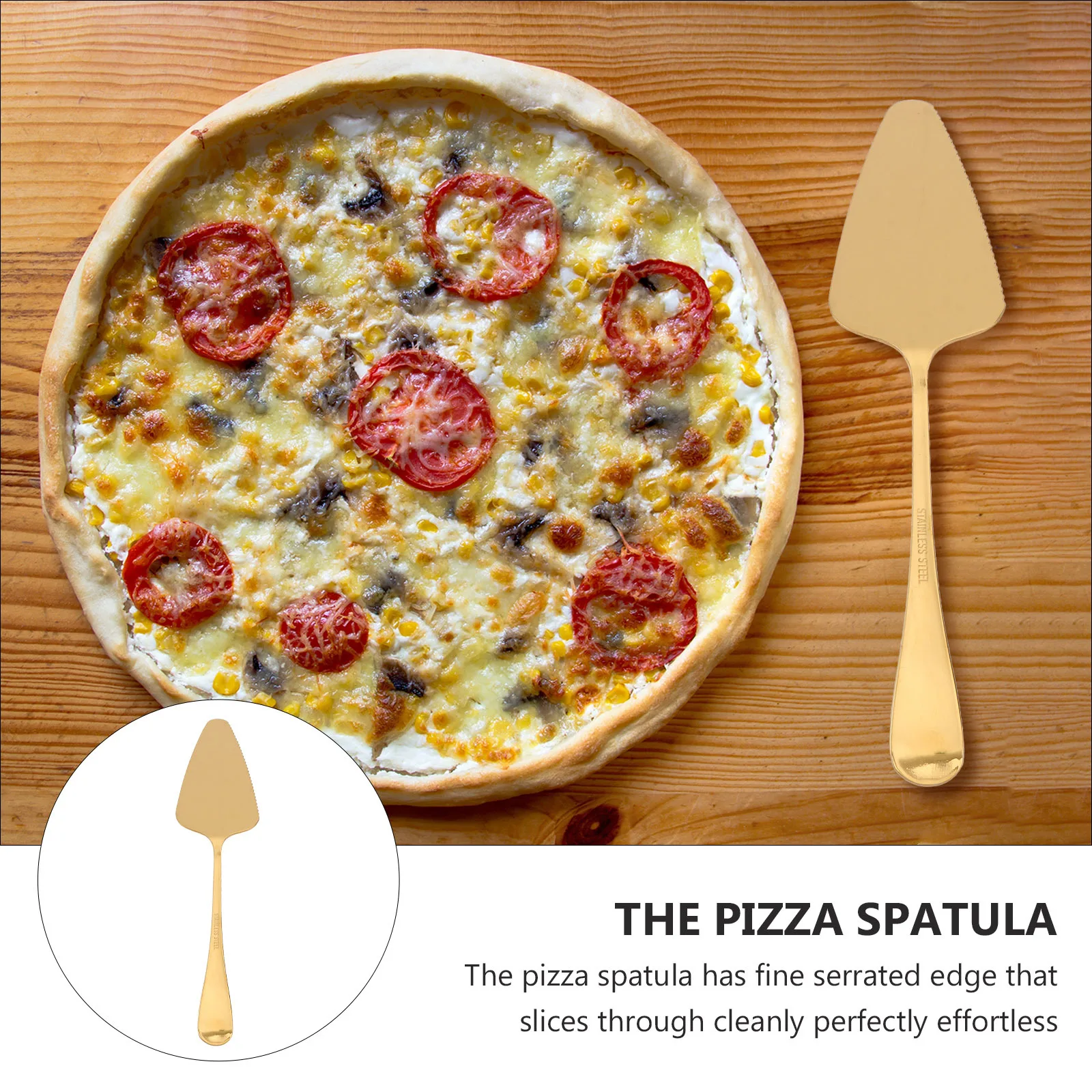 

2Pcs Pizza Cake Shovel Stainless Steel High-Polish Serrated Edge Kitchen Baking Tool Multifunctional Cake Cutter Pastry Server