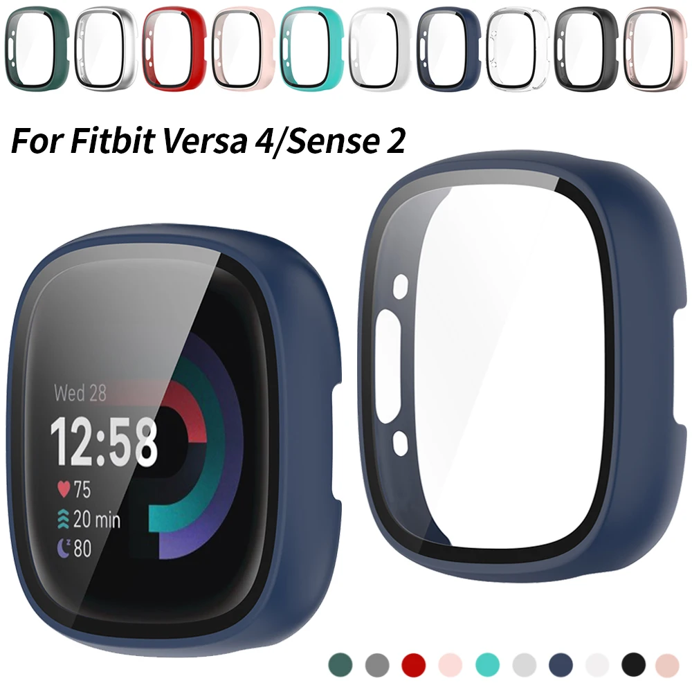 Verre et étui pour montre Fitbit Versa 4, pare-chocs de protection, PC dur, coque étanche, protecteur d\'écran HD pour montre Versa fouet 2, housse