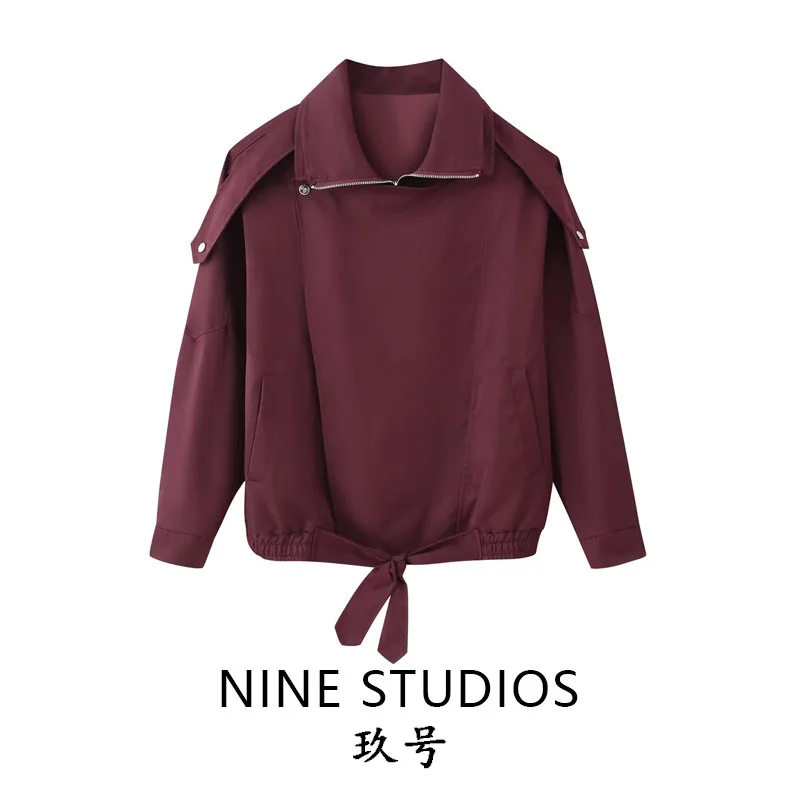 

Casual Loose Long Sve Stand Collar Women's Jaet Outerwear Versatile European Sle Summer Faion Ladies' ort Coat
