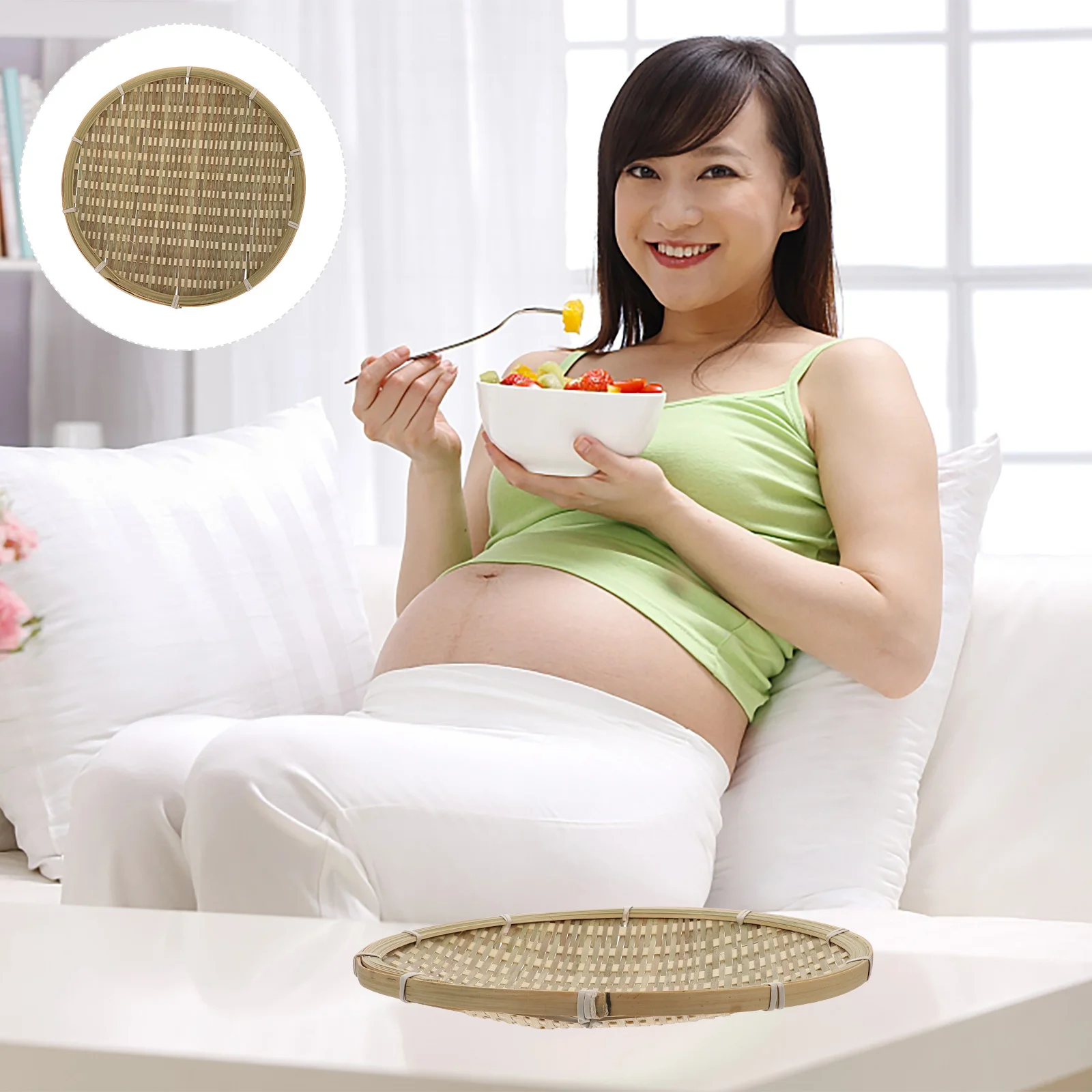 

Бамбуковая плетеная корзина для фруктов ручной работы, контейнер для хранения кухонной кладовой, держатель для закусок, органайзер, тканая корзина для хранения