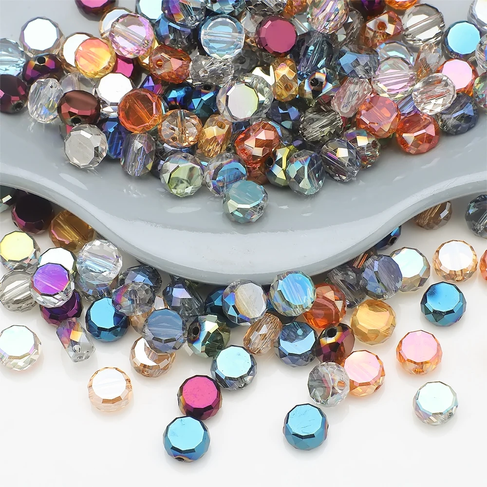 الخرز الزجاجي الكريستالي السائب لصنع الحلي ، شكل دائري مسطح الظهر ، أقراط تصنعها بنفسك ، قلادة ، خياطة ملابس ، 8 أو 50 أو #1