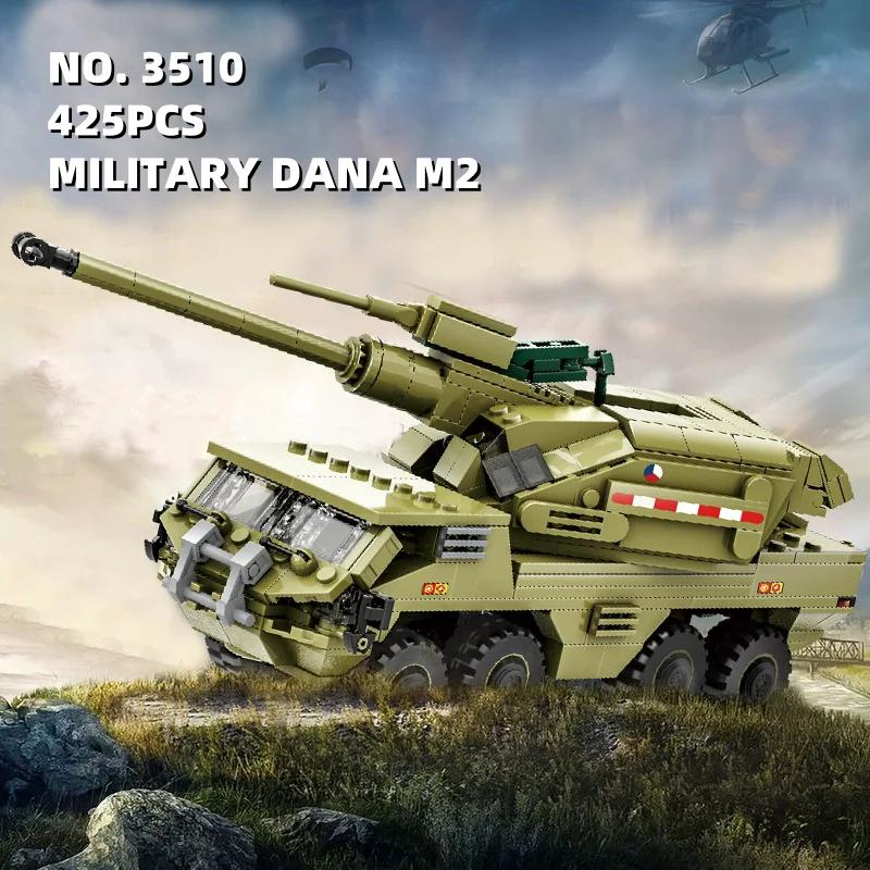 

425PCS DANA M2 WW2 Military Soldiers Army Weapon Armored Vehicle Tank Building Blocks Model DIY Bricks Children's DIY Toys Gift