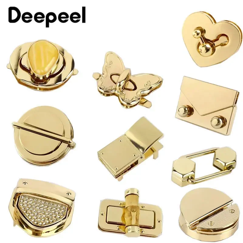 

1/2Pcs Meetee Fashion Gold Metal Lock Clasp Turn Twist Locks Closure Snap Clip Buckles DIY Bag Purse Hardware Repair Accessories