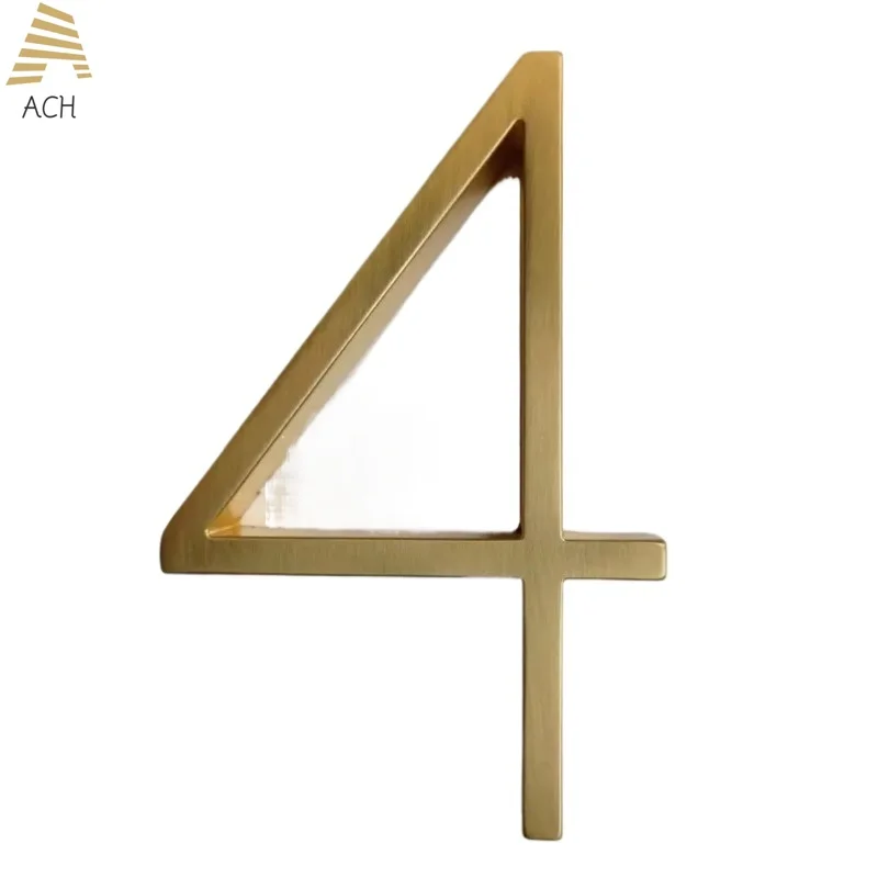 5 inch Address House Numbers 125mm Modern Metal Floating Signage Outdoor Digits Mailbox Sign Golden #0-9 With Screw