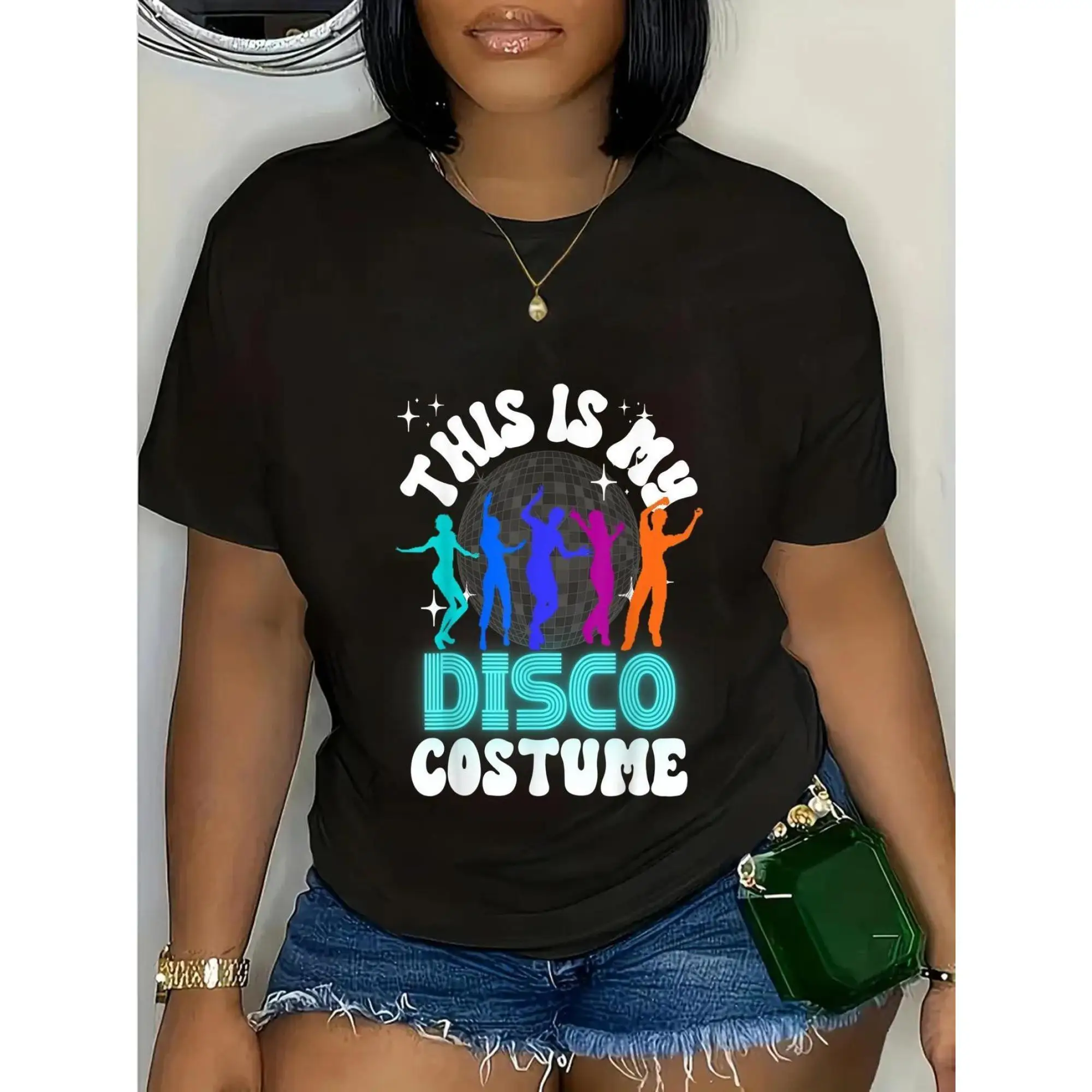 

Women's Funny Disco T-Shirt | "My Disco Costume" Retro Party Graphic Tee | 70s 80s Vibe Music Lover Gift Top