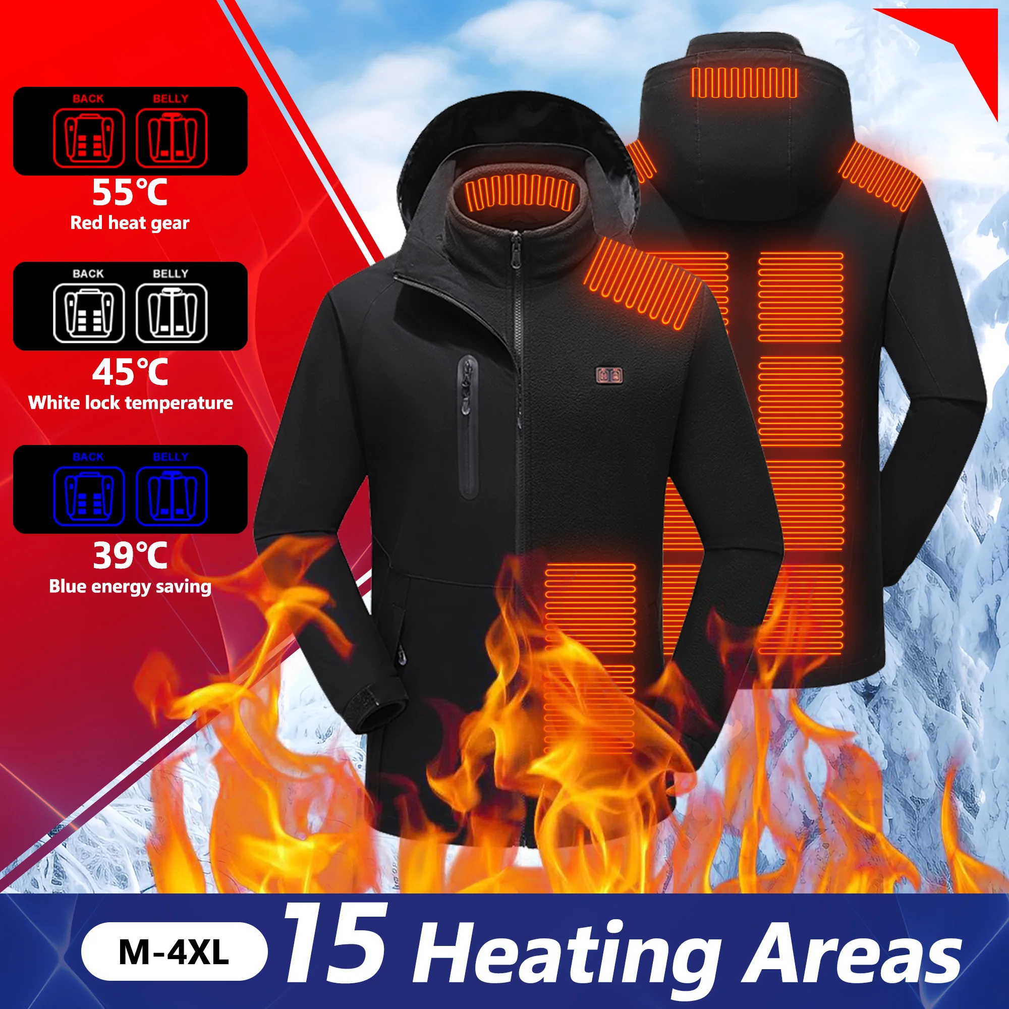 

Heated Jacket Winter Heating Motorcycle Jacket USB Electric Heating Jackets Camping Warm Heated Clothes Skiing combat jacket