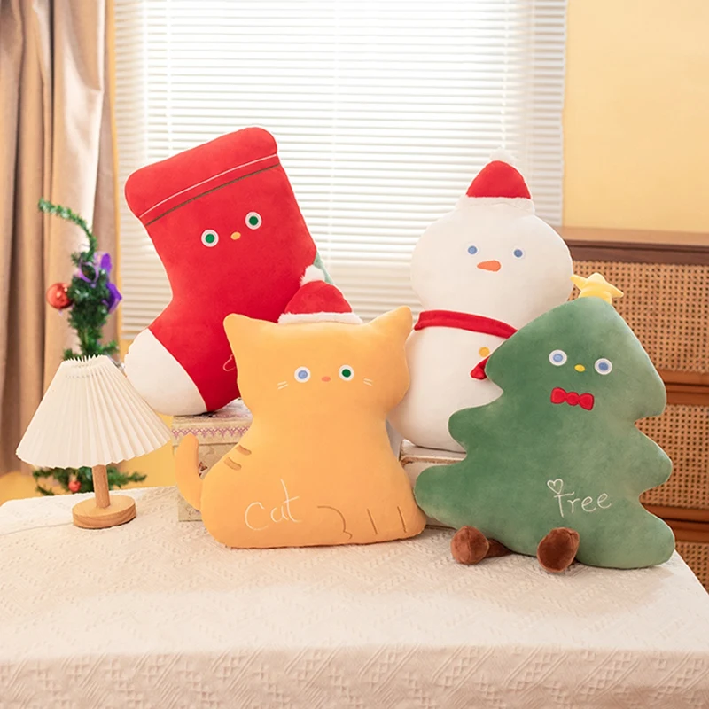 

Cartoon Sock Tree Cat Snowman Plush Toy Stuffed Throw PIllows Doll Christmas Decor Cushion Xmas Gifts For Kids