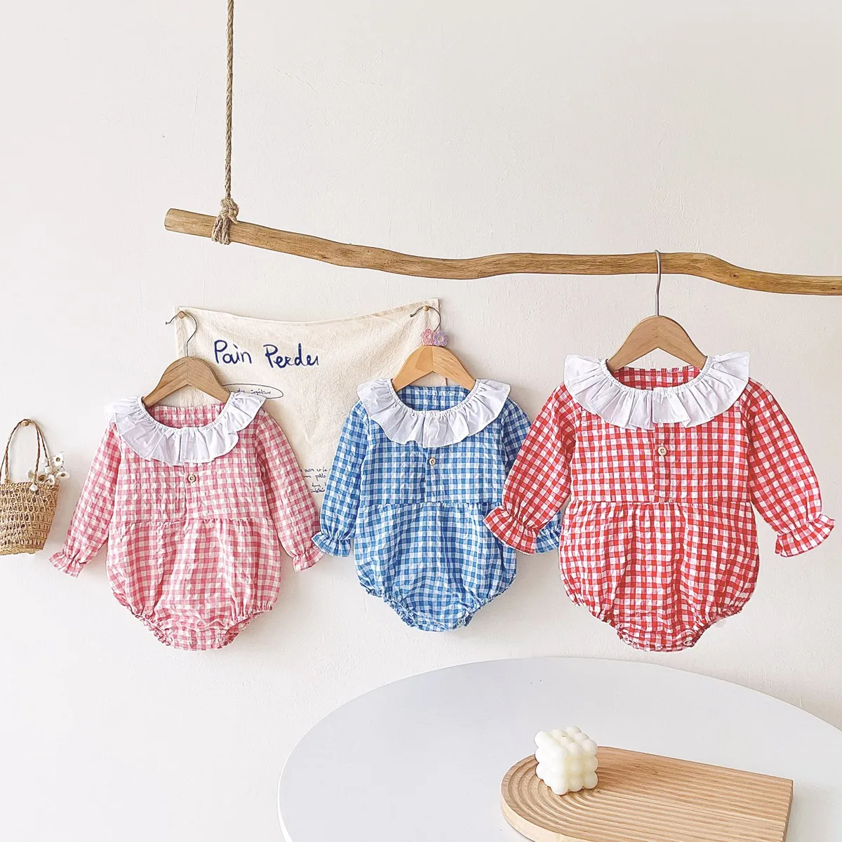 Sanlutoz Long Sleeve Autumn Baby Girls Bodysuits Casual Plaid Infants Girls Clothing