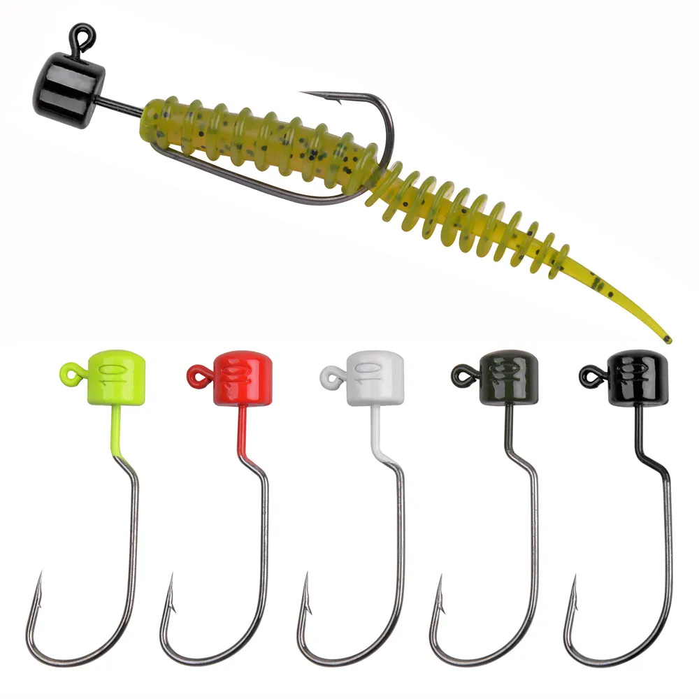 10Pcs Ned Jig Head Barbed Jig Worm Hook 7g 10g Weedless Wide Gap Ned rig Worm lure Fishing Hooks for Bass Trout fishing Tackle