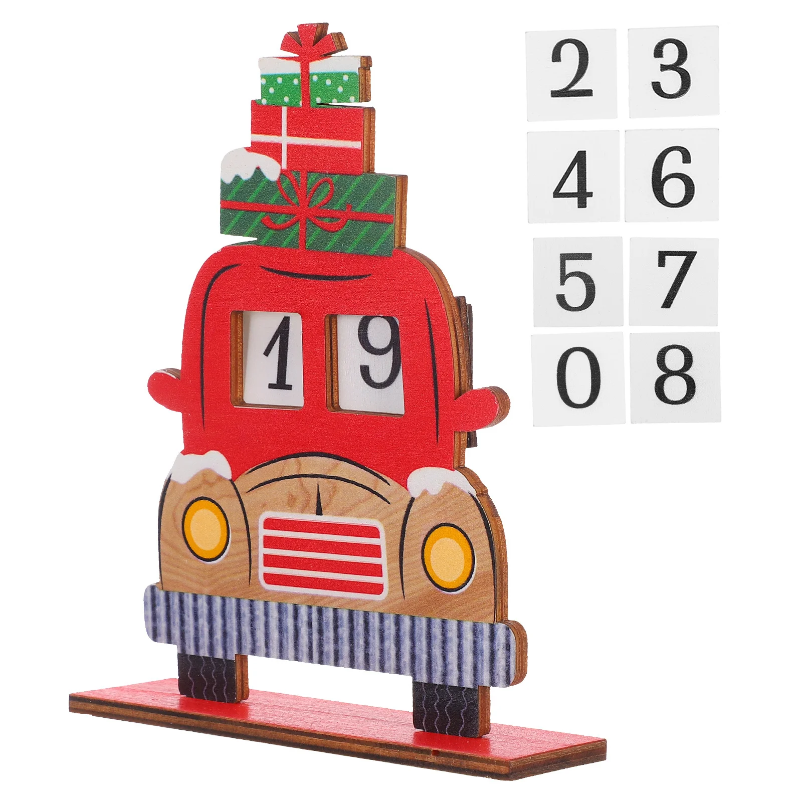 

Unique Wooden Christmas Countdown Calendar Santa Claus Truck Design Table Centerpiece Holiday Decor Days Until Christmas Block