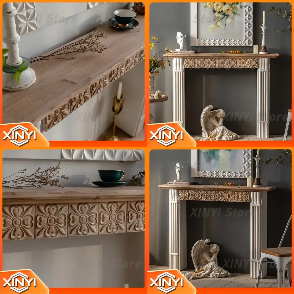 Retro American Simulation Fireplace Decoration for Coffee Shop Wedding Shooting Props Solid Wood Carving Home Entrance