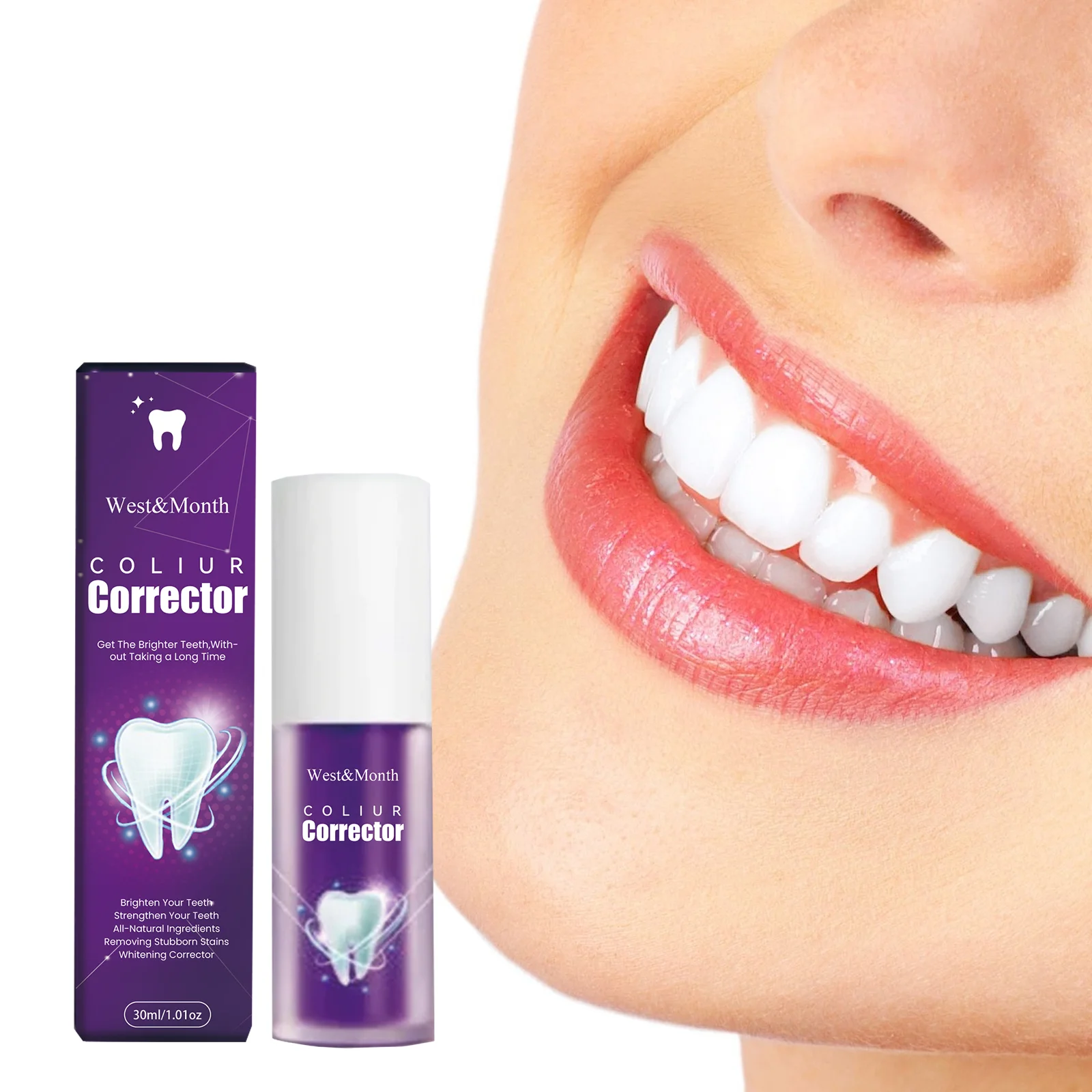 

Premium Purple Brightening Toothpaste, Removes Surface Stains & Oral Odor, Gentle Gum Care, Daily Brightening & Refreshing Teeth