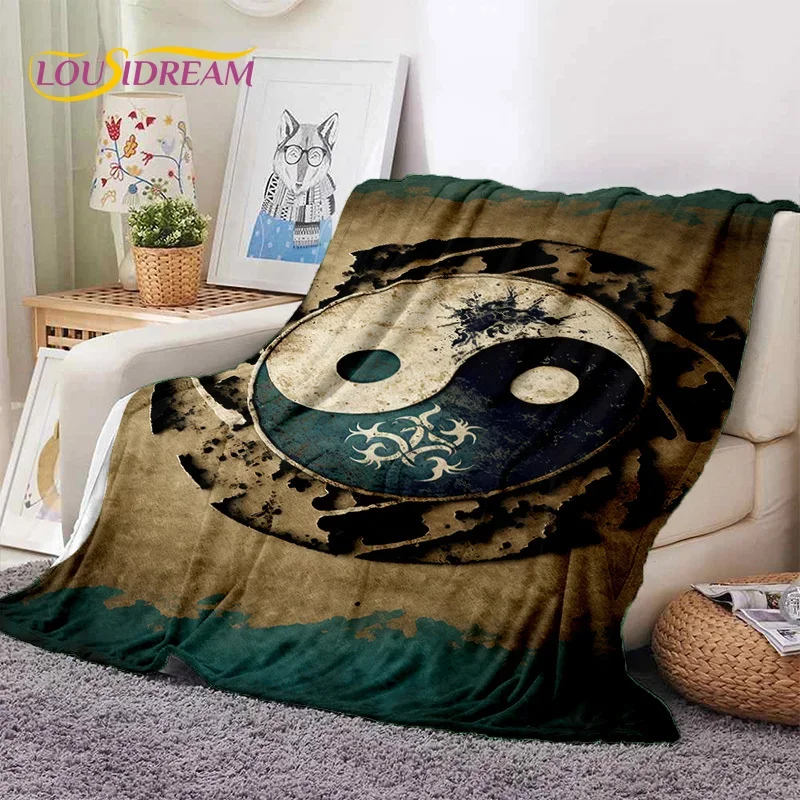 Nature Yin Yang Chinese Tai Chi Bagua Soft Flannel Blankets,Throw Blanket Comfortable Blanket for Picnic Beds Home Bedroom Gift