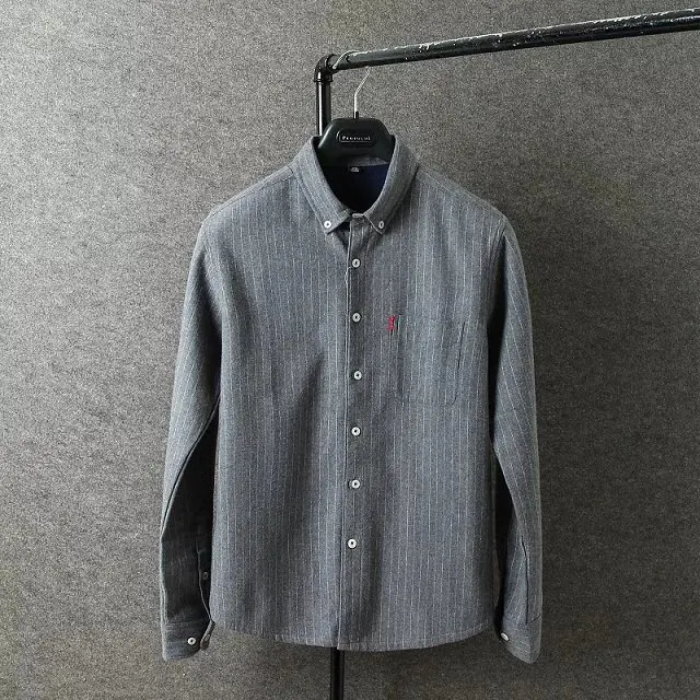 Summer Thin Anti-Wrinkle Long Sleeve Striped Shirt for Middle-Aged And Elderly Men Business Casual Wear Resistant Stain Easy ...