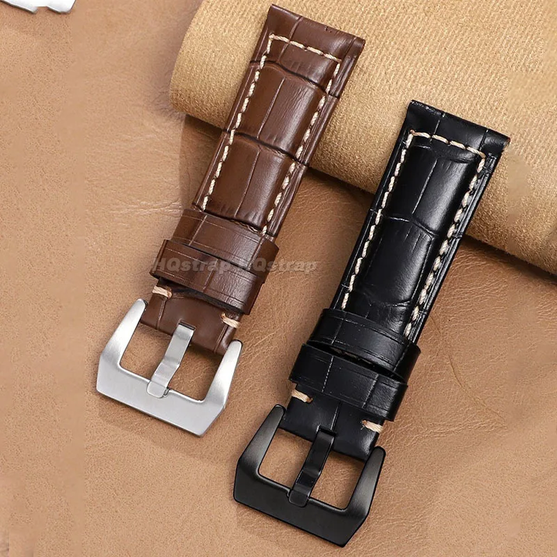 خمر حزام من الجلد 20 مللي متر 22 مللي متر 24 مللي متر 26 مللي متر حزام (استيك) ساعة ل بانيراي ل Seiko لهواوي ساعة GT2/3 سوار معصمه مقاوم للماء