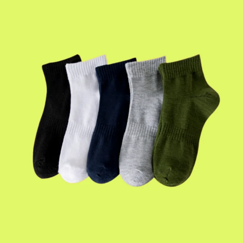 Chaussettes mi-tube en coton pour couple, quatre saisons, tube bas, document solide, respirant, décontracté, noir et blanc, bateau, 5/10 paires