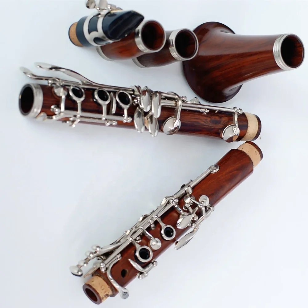 Best selling pure wood clarinet rosewood body nickel-plated Bb- clarinet