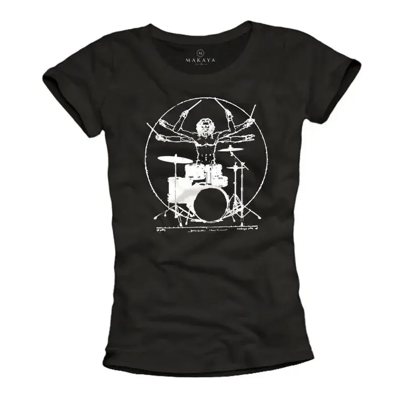 Rock Shirt Ladies Drummer Drummer Music Summer Top Rocking Tops Women