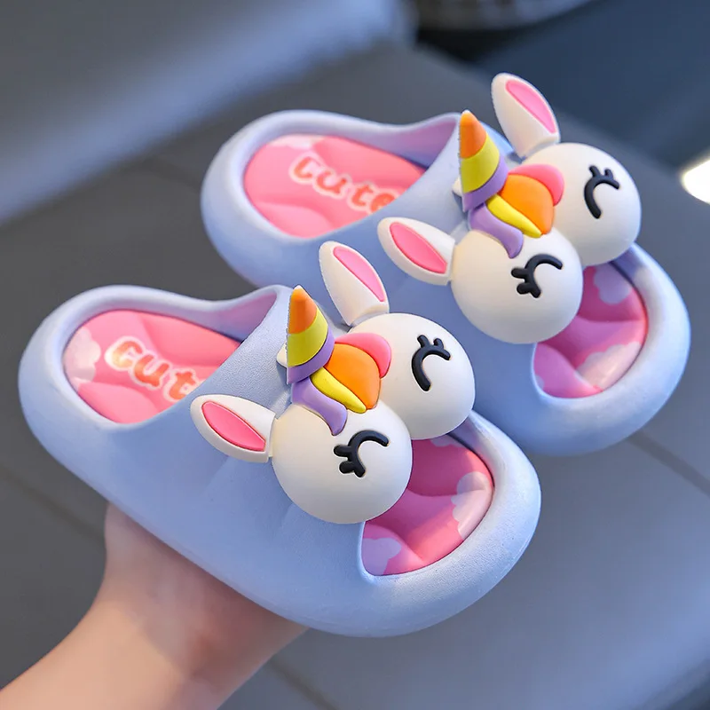 Children Summer Cute Cartoon Slippers New Fashion Open-toe Girls Casual Beach Shoes Baby Indoor Non-slip Soft Soled Slippers