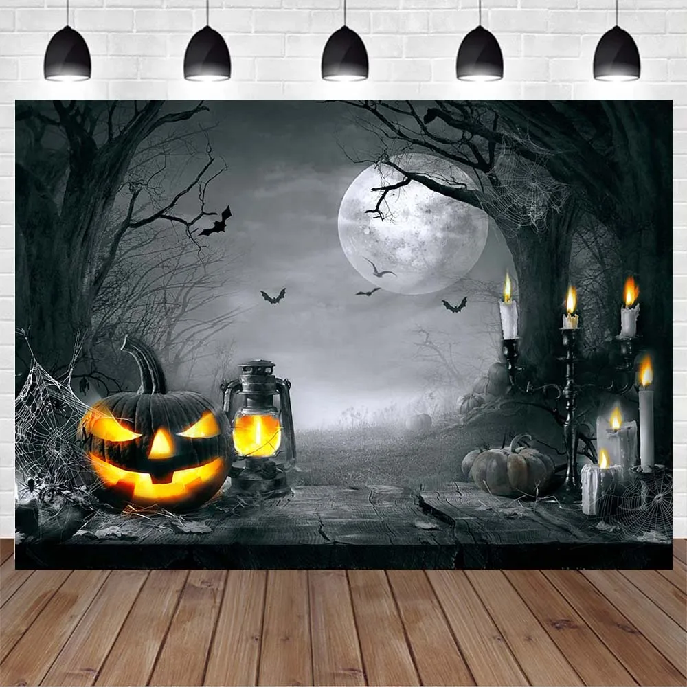 Mocsicka Halloween Backdrop Gravestone Cross Darkness Moon Ghastly Baby Portrait Photography Background Studio Photo Shoot Props