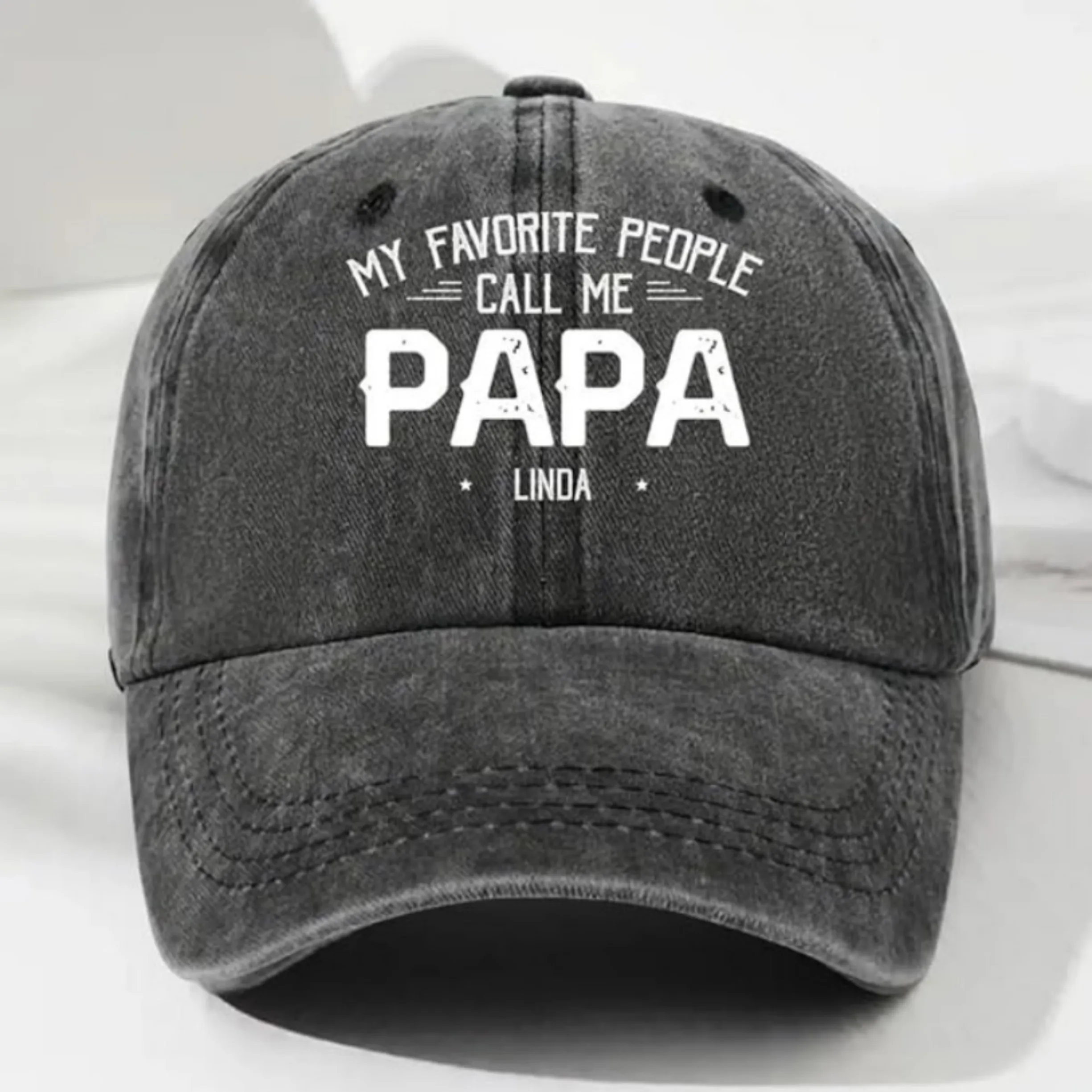

Personalized Vintage Washed Denim Cap for Grandpa, Dad – Custom Baseball Hat for Men, Father's Day Birthday Gift for Daddy, Papa