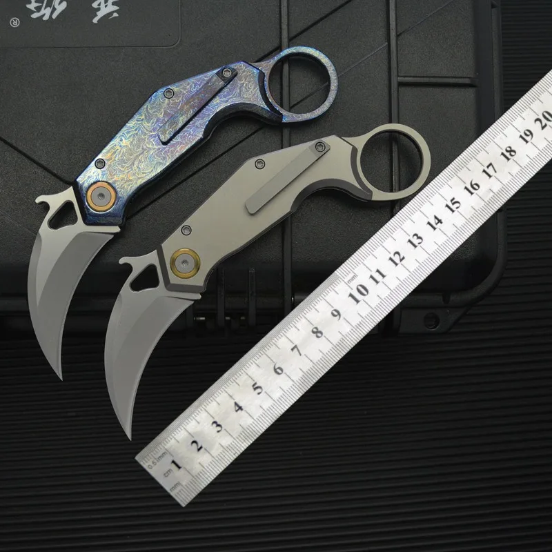 

New Arctic Mouse Claw Knife Titanium Alloy Folding Knife 14C28N Steel Outdoor Camping Knife