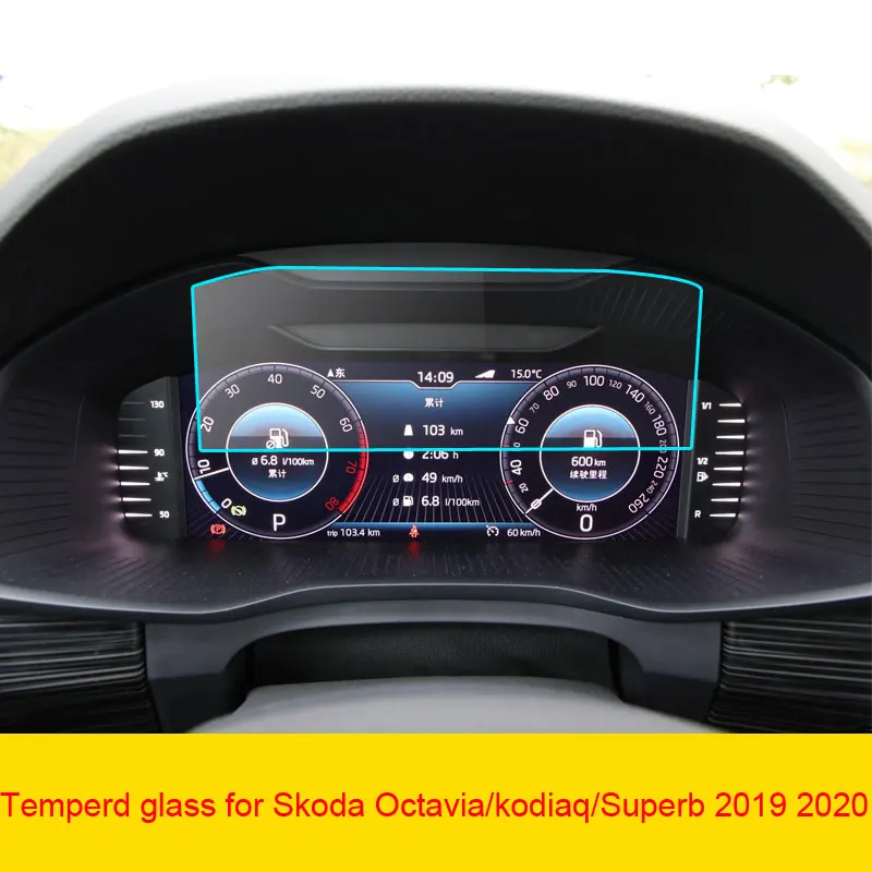 Ochraniacz ekranu samochodu ze szkła hartowanego dla Skoda Octavia/kodiaq/Superb Dashboard LCD panel przyrządów ekran 2019 2020