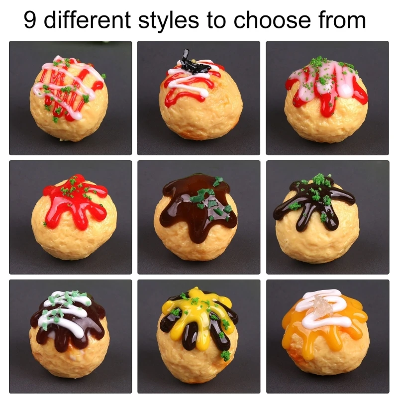 6Pcs Atificial Takoyaki Models Simulation Grilled Balls Models Photography Props for Kitchen Decoration Display