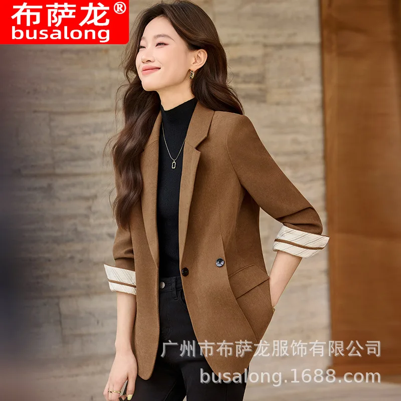 

2025New Stylish Fashion Suit Casual Women's Long Sleeve Professional Blazer Formal Women's Single Jacket Workwear1860