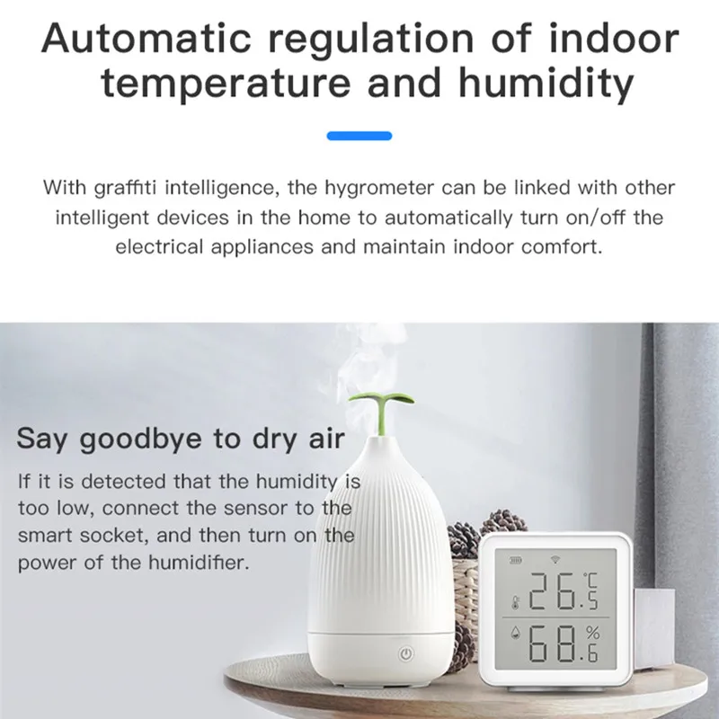 Tuya WIFI Temperature Humidity Sensor Indoor Hygrometer Thermometer LCD Display Smart Home Alexa Google Assistant Remote Control