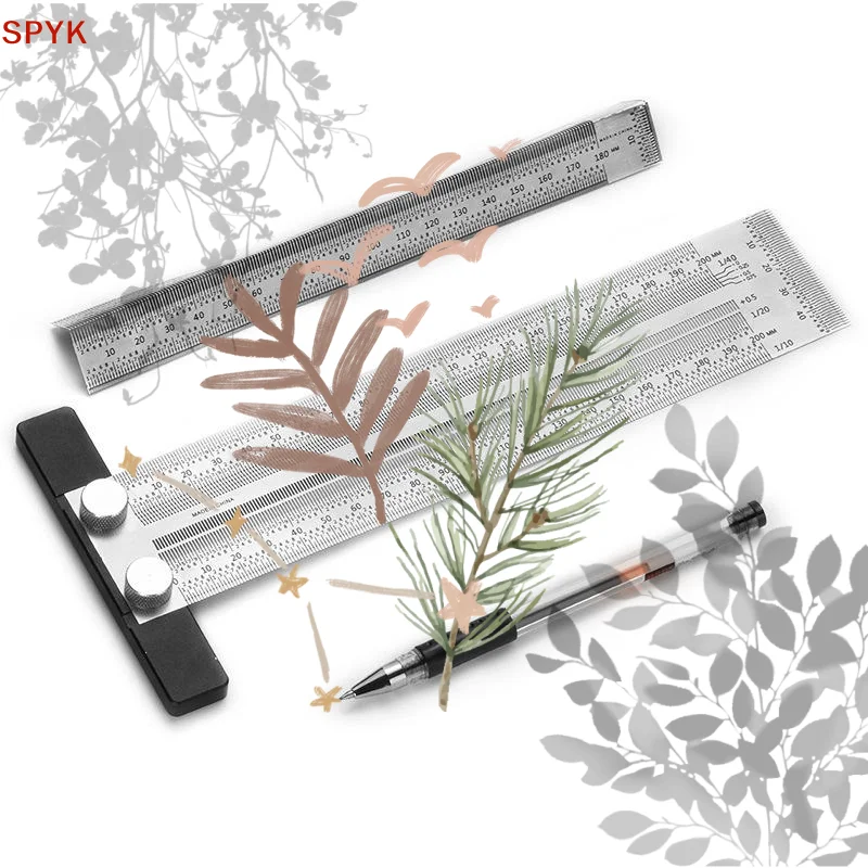 High Precision T Type Hole Ruler Stainless Woodworking: Scribing Line Gauge Carpenter Measuring Tool