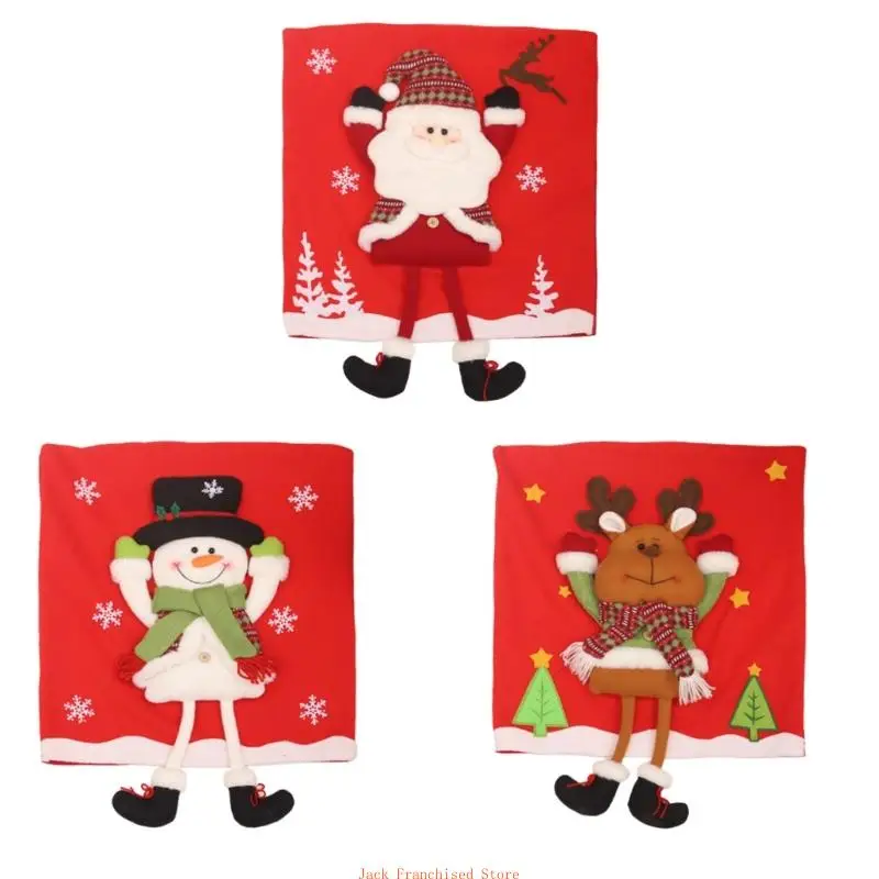 

Christmas Chairs Back Cover Cartoon Santa Chair Covers forXmasHoliday Celebration New Year Party Decoration