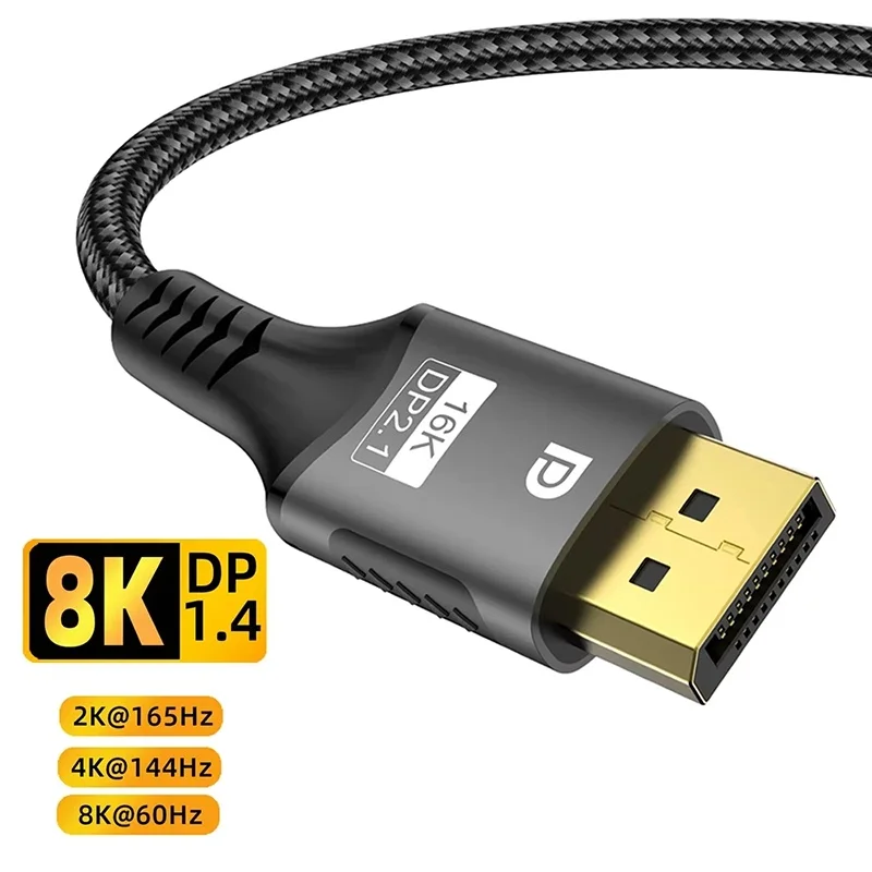 Câble Displayport HDR vidéo audio 1.4 8K @ 60Hz, câble DP 4K @ 144HZ 1080P @ 240HZ pour ordinateurs portables, TV, Xbox, projecteur, moniteur d'ordinateur, jeux