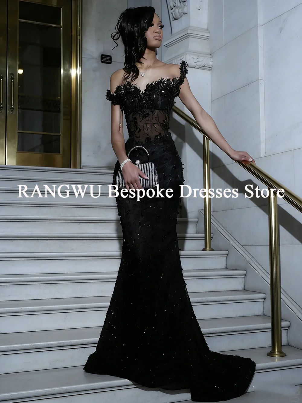 Maßgeschneiderte schwarze Ballkleider 2026, afrikanisches Abschlussballkleid, Kristall, lange Meerjungfrauen-Abendkleider, formelle Partykleider, individuell angepasst