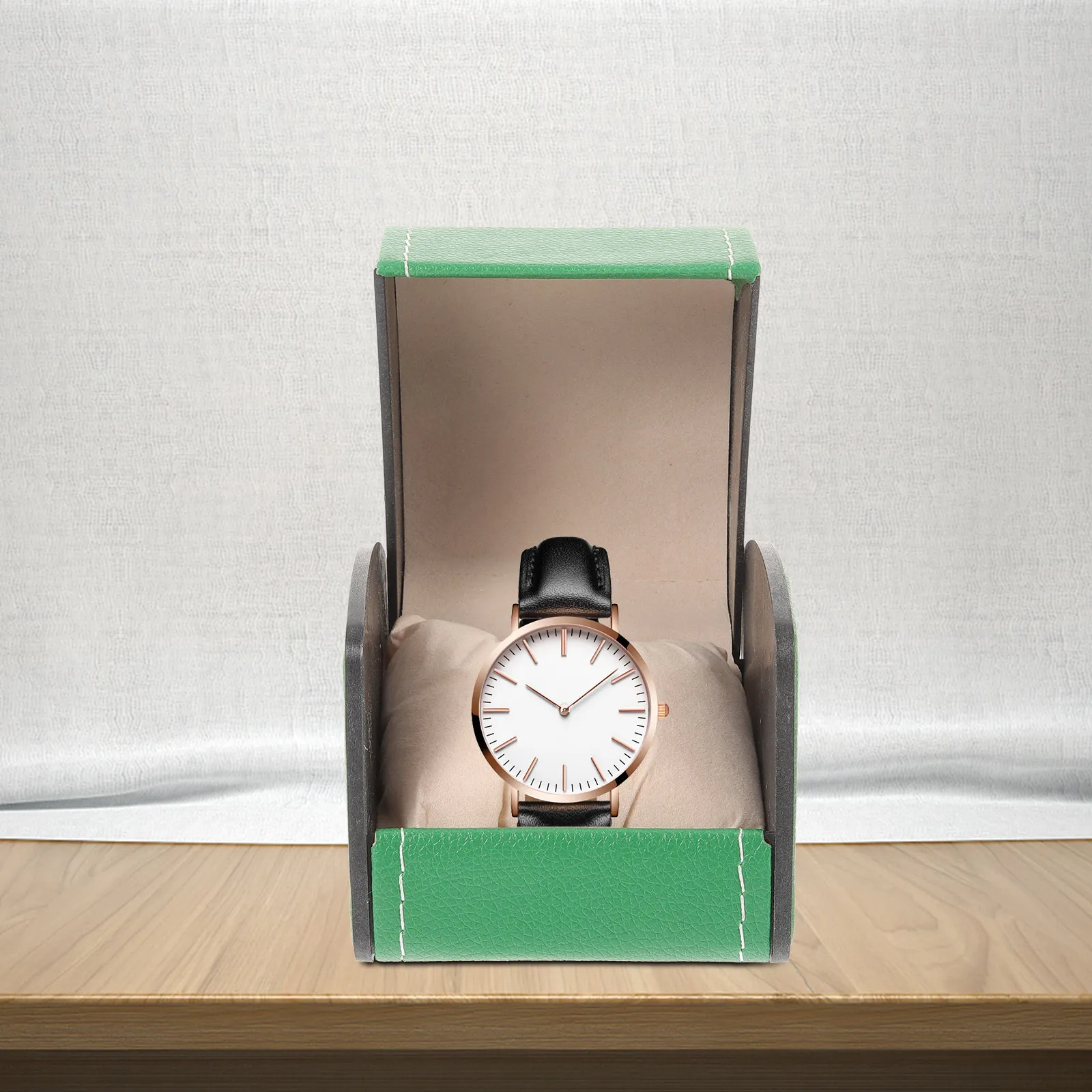 Portable Elegant PU Watch Storage Case For Watch Display For Shop Business Travel Single Compartment Anti-scratch