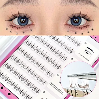 Selfกาวด้านล่างขนตาไม่จําเป็นต้องใช้กาวReusableภายใต้ขนตาเกาหลี/แต่งหน้าDIY Manga Lash Clusters