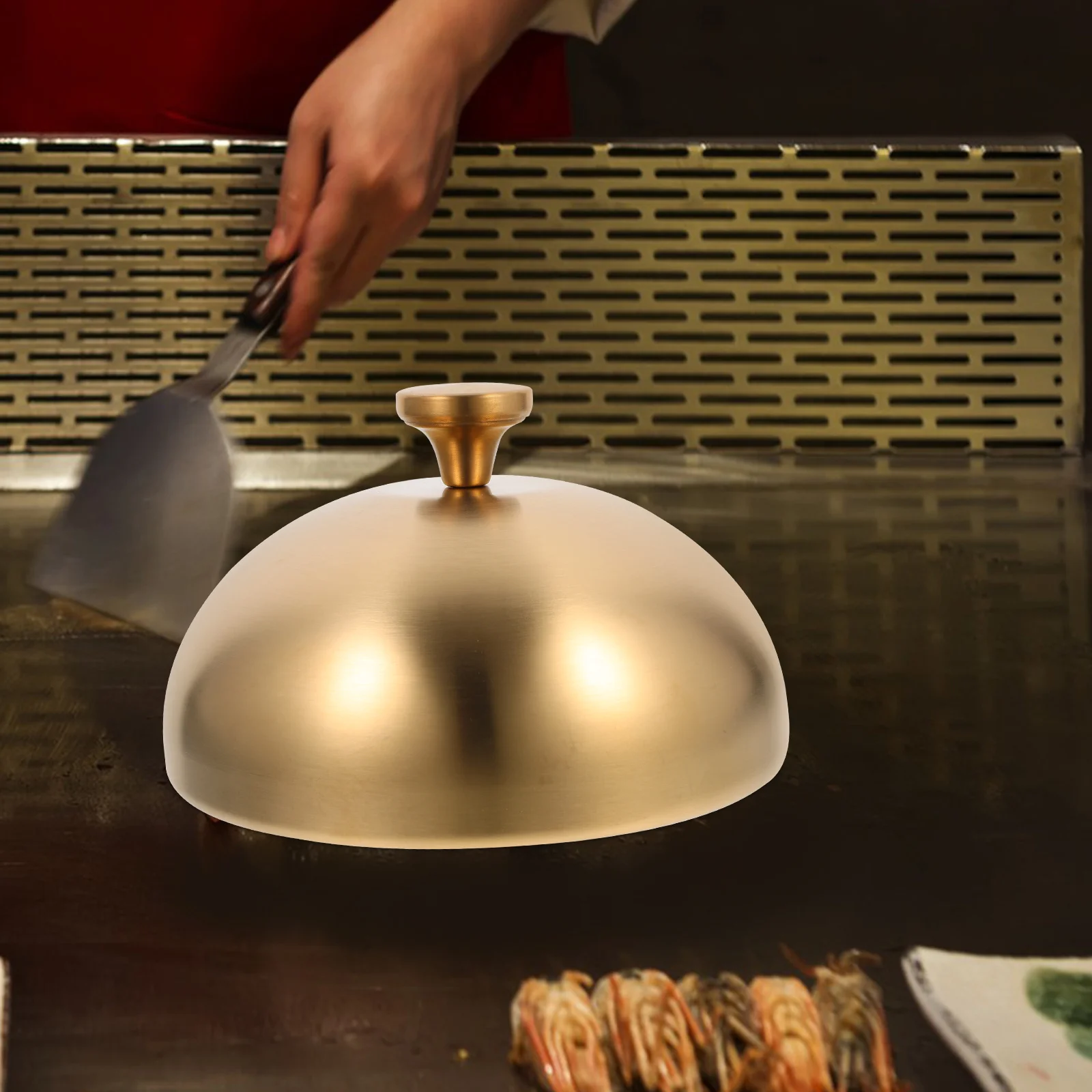 

Stainless Steel Food Dome Cover Round Steak Plate Lid Universal Metal Food Cover Protective Bbq Dome Lid Steak Covers