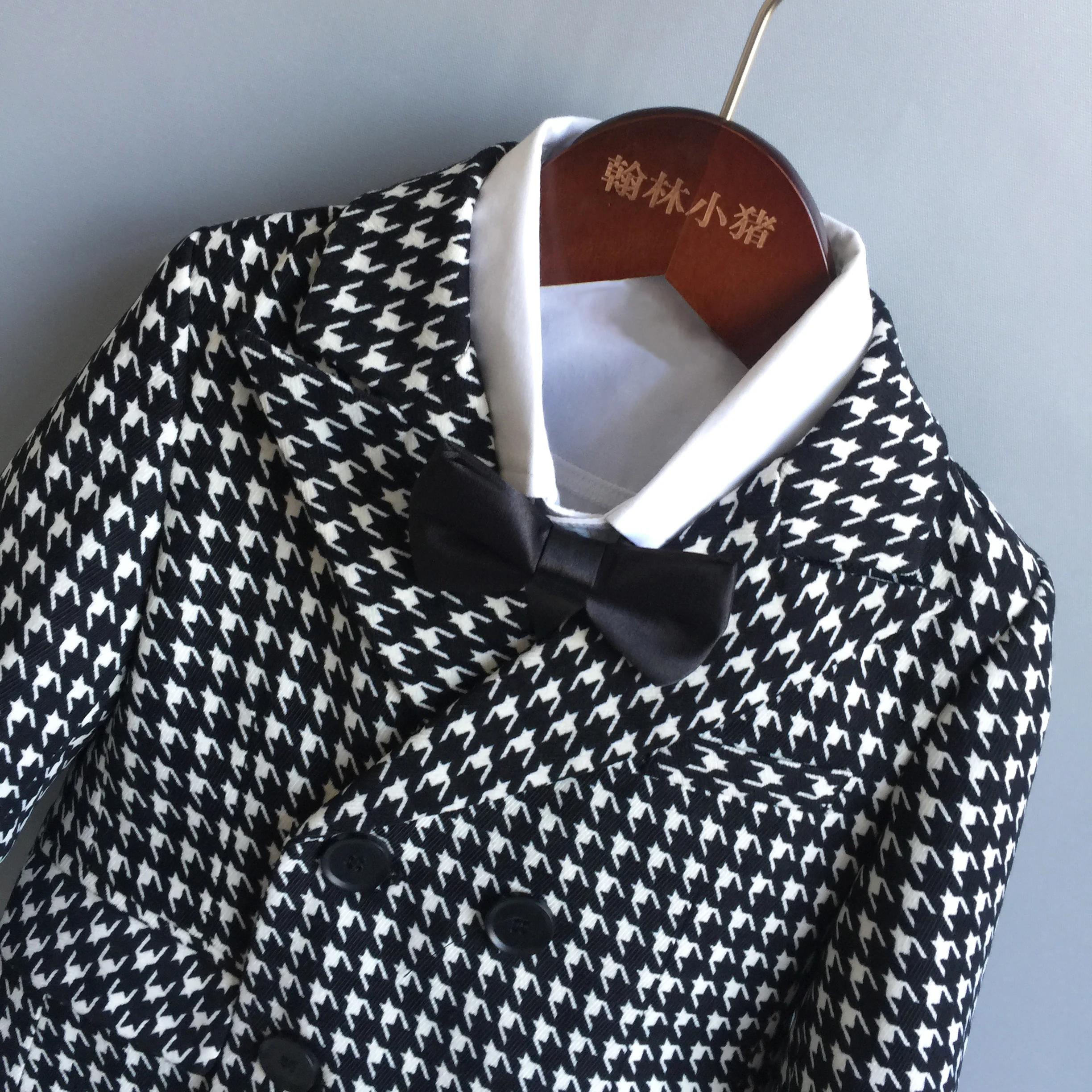 Formal Suit for Boys Birthday Party Gift Outfit Set Toddler Piano Performance Photograph Easter  Infant Houndstooth Clothes