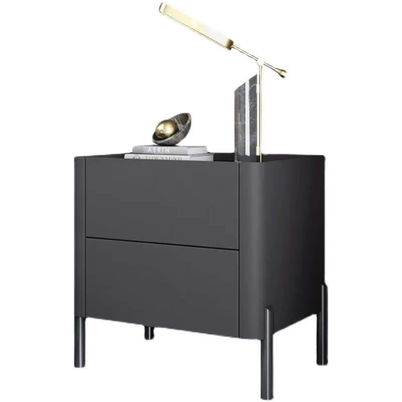 

Italian minimalist solid wood bedside table light luxury slate paint designer