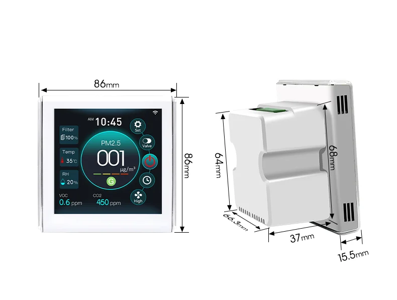 المصنع مباشرة WIFI RS485 AC220V ثلاث سرعات للتخصيص شاشة ملونة نظام التهوية المراقب المالي