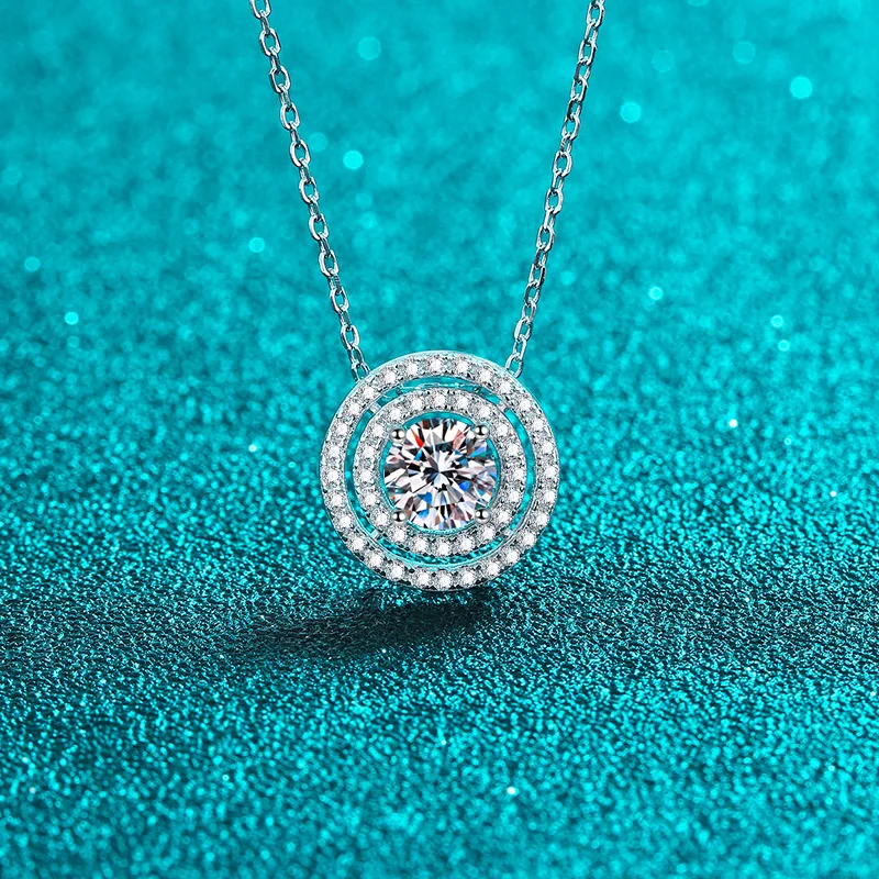 

Luxury Pavé Lab Grown Diamond Moissanite Pendant S925 Sterling Silver Necklace Wedding Birthday Jewelry Gift